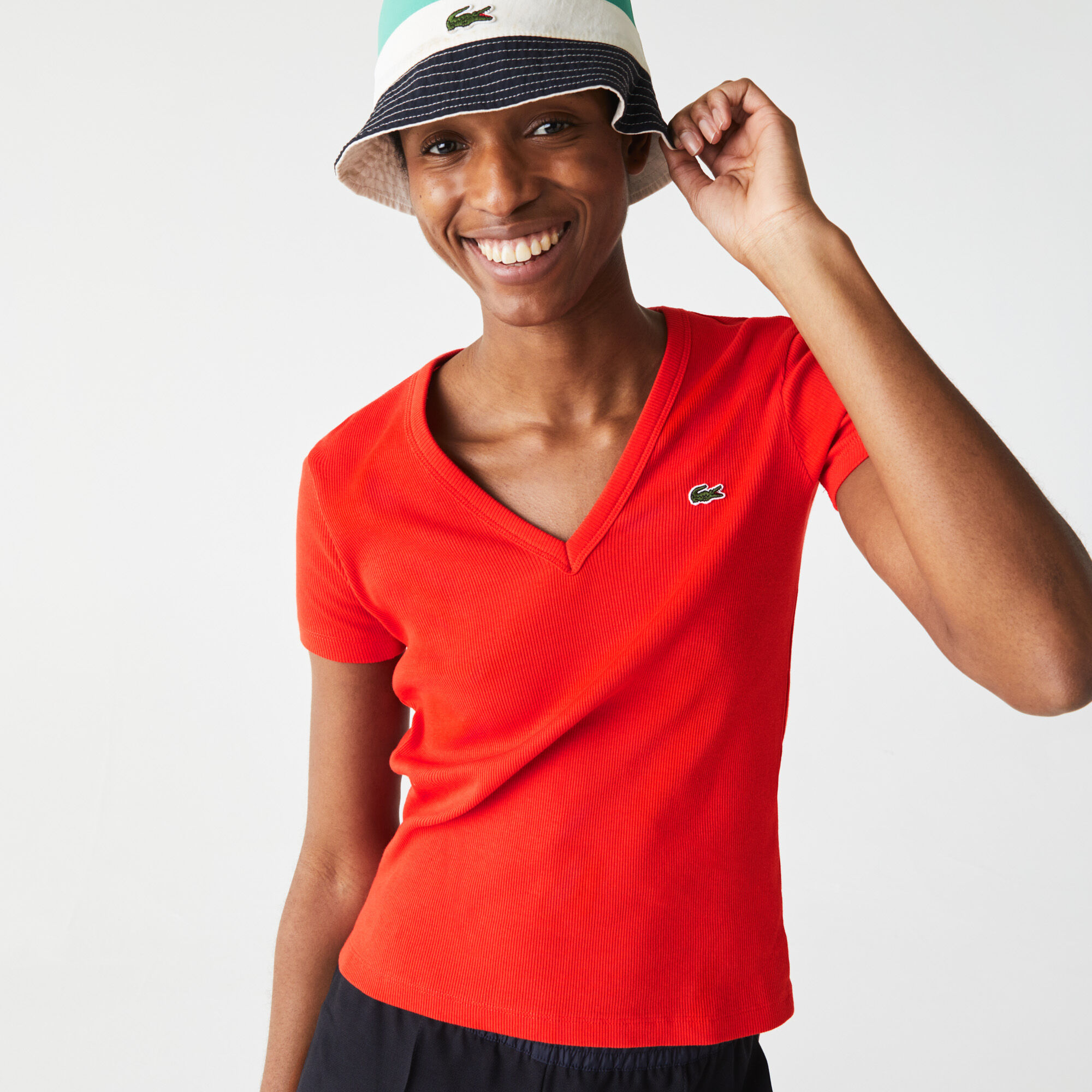 Lacoste v neck t shirt women's shop
