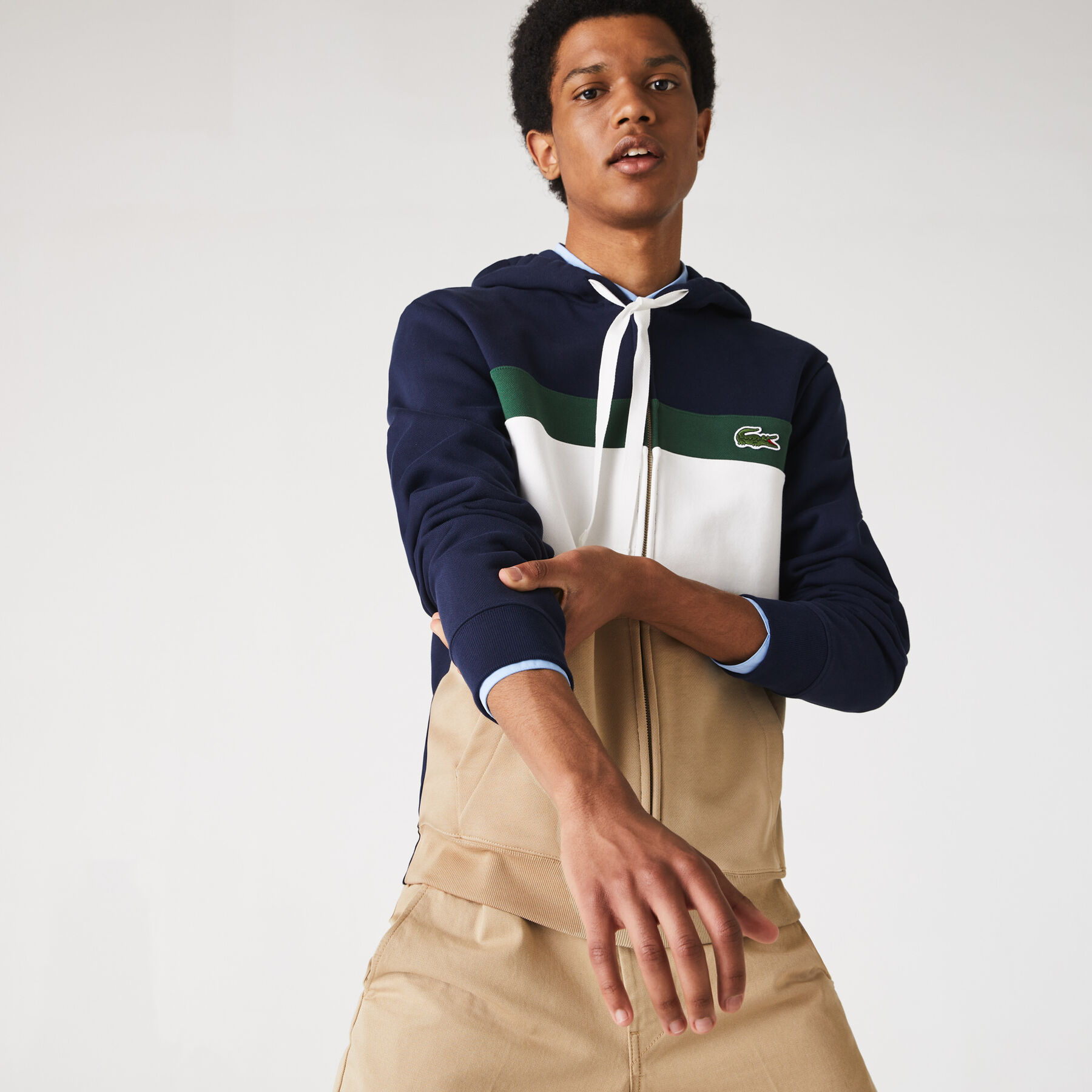Men's Colourblock Fleece Zippered Hooded Sweatshirt lacoste men s colourblock fleece zippered hooded sweatshirt