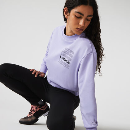 Women’s Lacoste L!ve Crew Neck Print Cotton Fleece Sweatshirt