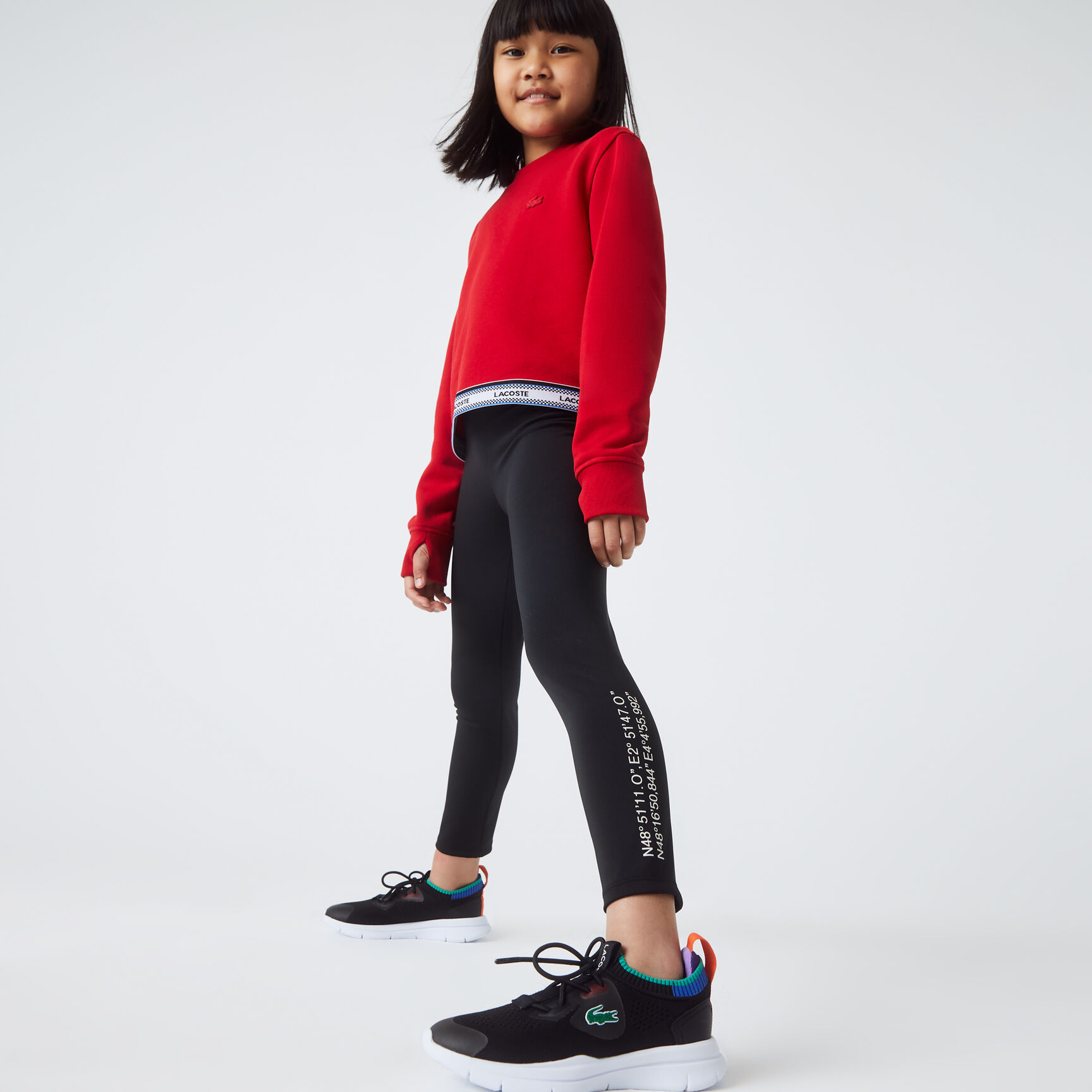 Girls' Lacoste Printed Waist Leggings