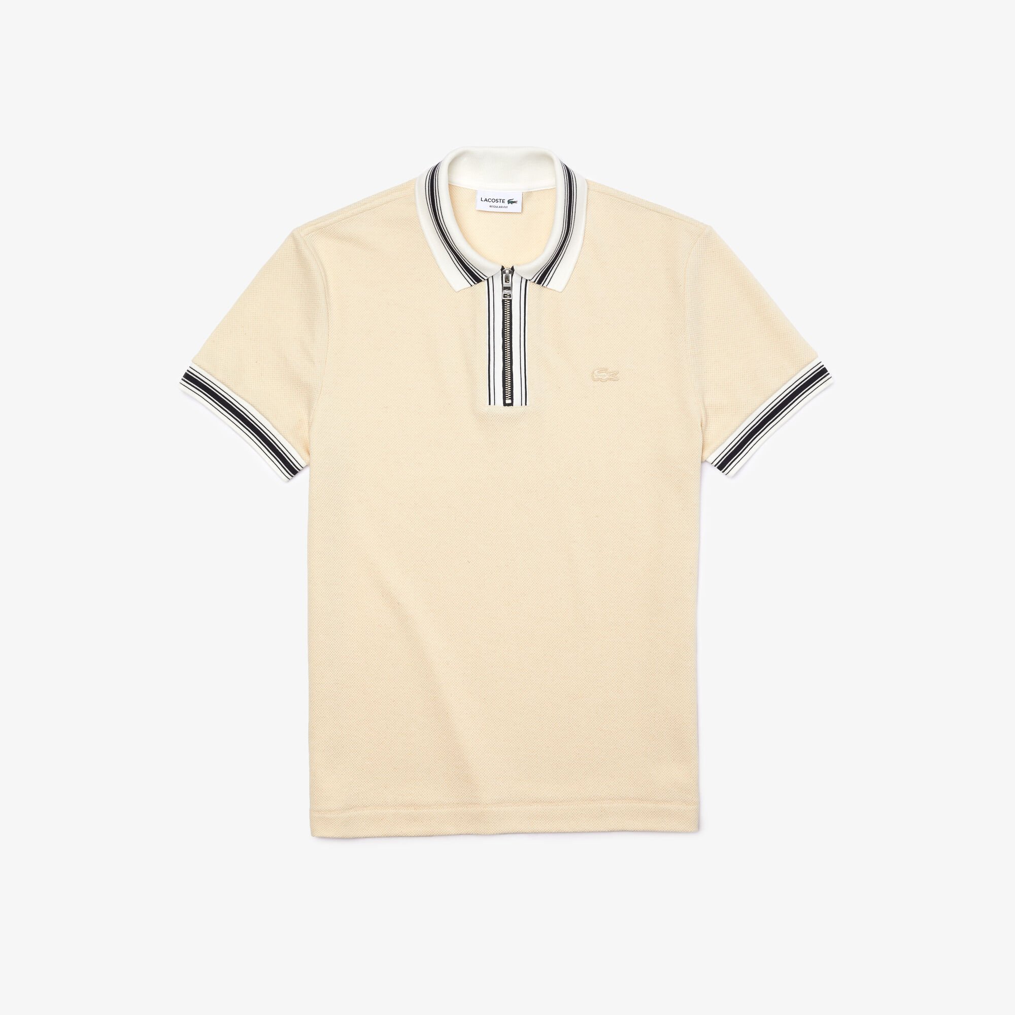 Men’s Lacoste Regular Fit Striped Zip Neck Polo Shirt