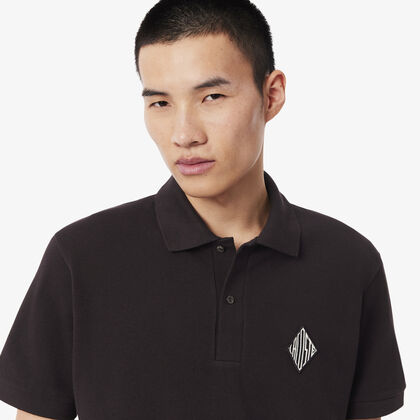 Classic Fit Badge Accent Pique Polo Shirt