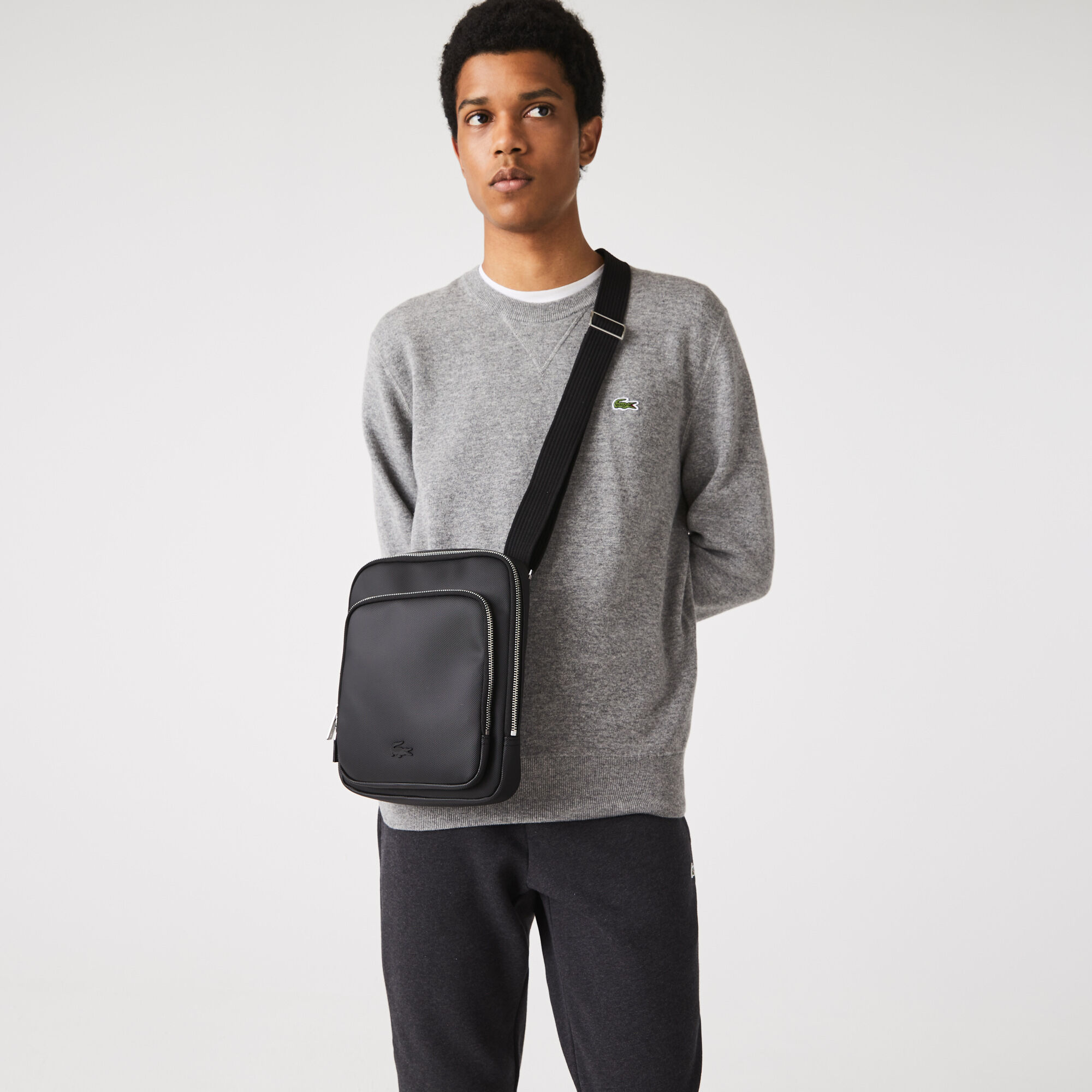 Buy Men s Classic Zippered Pocket Rectangular Crossbody Bag Lacoste QA