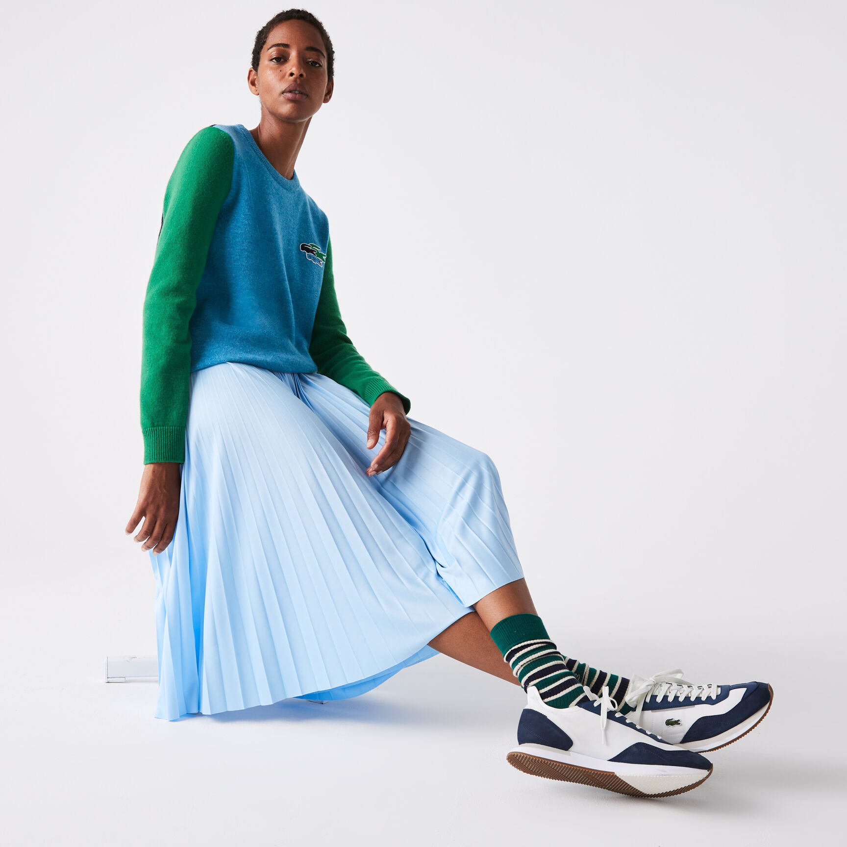 Women’s Lacoste Lettered Waist Mid-Length Pleated Skirt Women’s Lacoste Lettered Waist Mid-Length Pleated Skirt