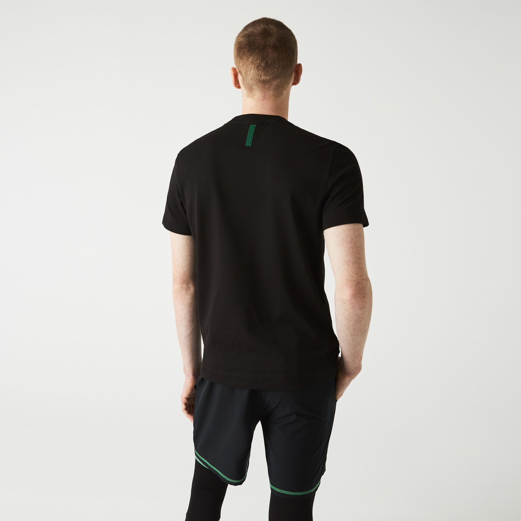 تيشيرت مزيج قطن بيكيه بفتحة رقبة مستديرة للرجال