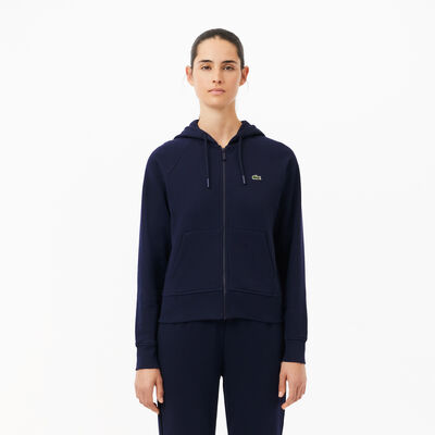 Women's Lacoste Hooded Organic Fleece Zippered Jogger Sweatshirt