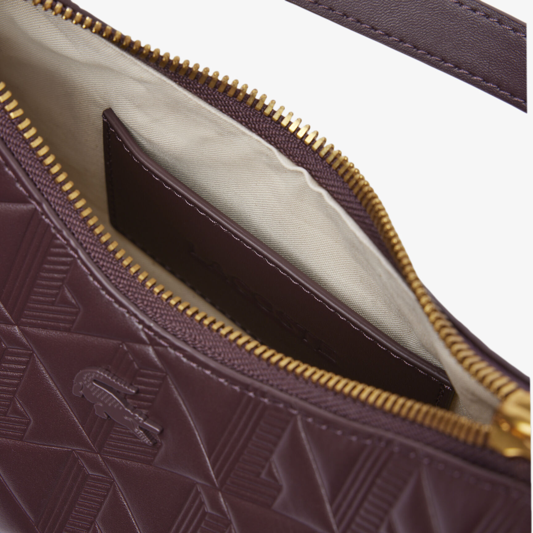 محفظة ماهيكي الجلدية المنقوشة على شكل نصف قمر