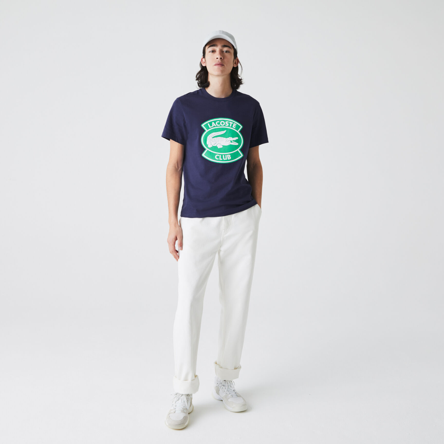 Men's Crew Neck Oversized Lacoste Club Badge Cotton T-shirt Men's Crew Neck Oversized Lacoste Club Badge Cotton T-shirt