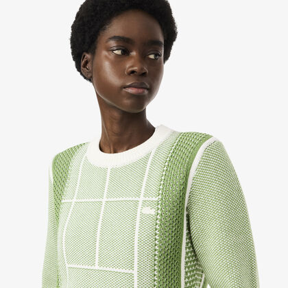 Tennis Court Graphic Jacquard Sweater