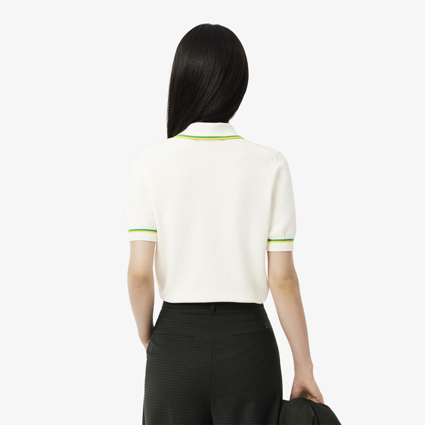 lacoste cropped 3d seamless stretch cotton polo shirt