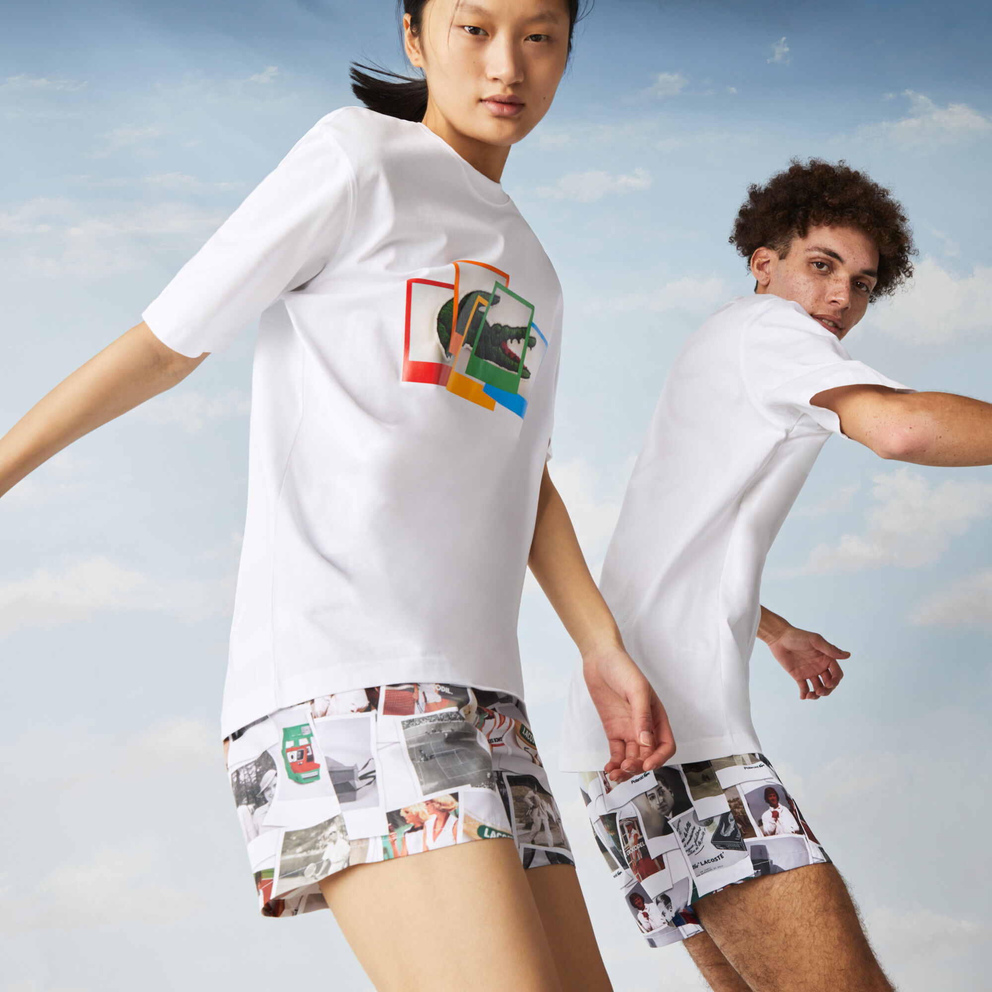 Buy Unisex Lacoste LIVE Polaroid Collaboration Loose Fit Cotton T shirt Lacoste QA