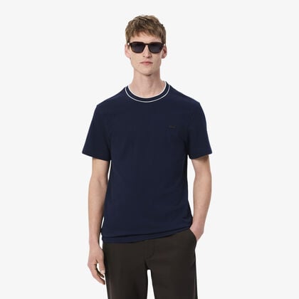 Stretch Pique Stripe Collar T-shirt