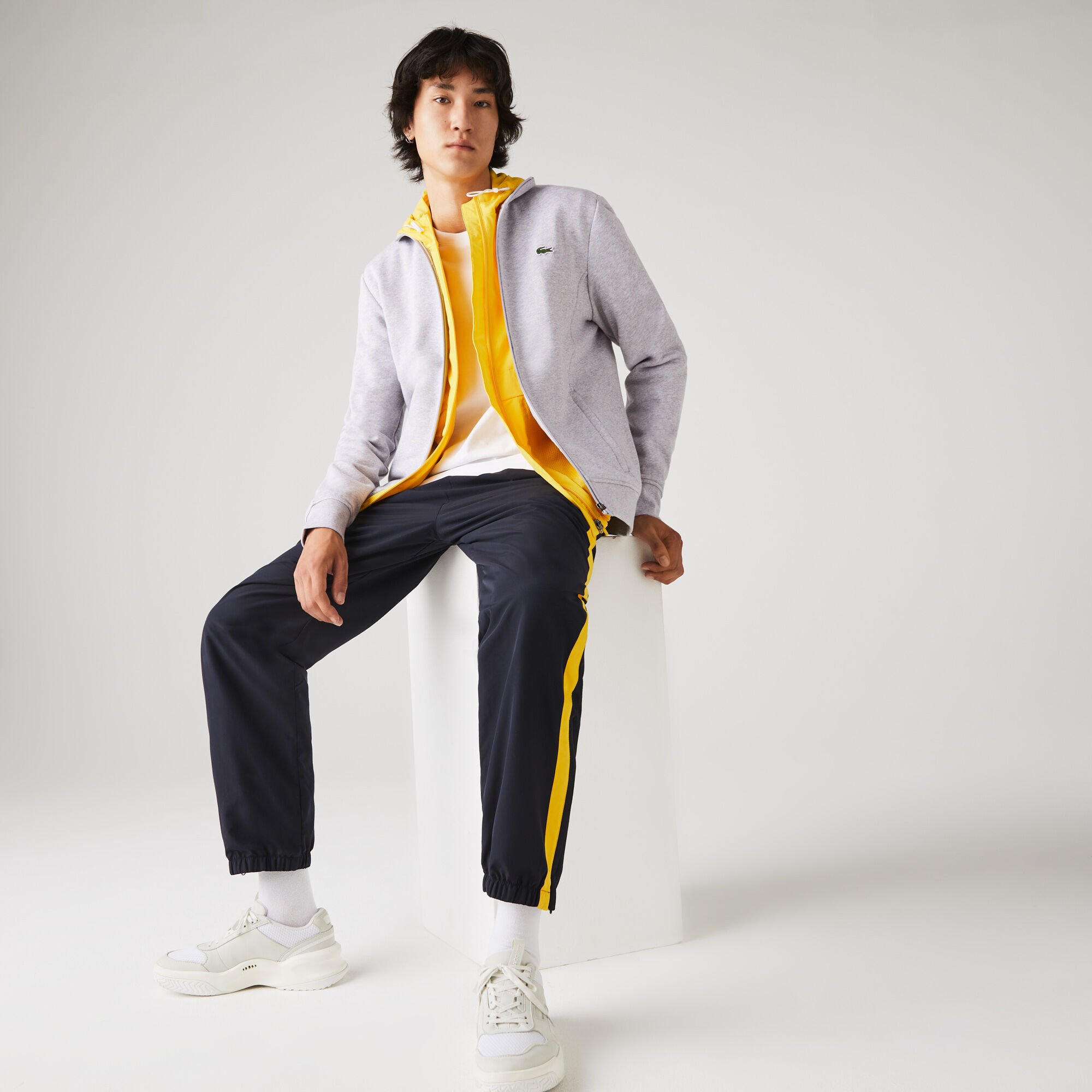 Men's lacoste sport cotton blend fleece zip sweatshirt 2025