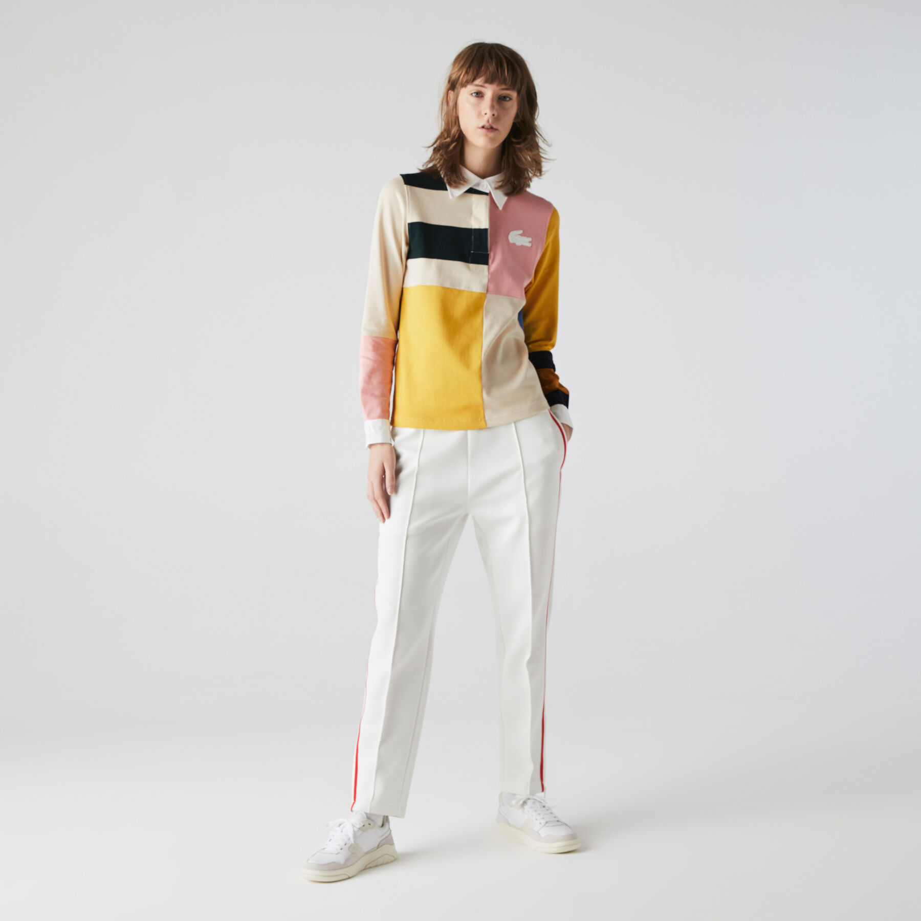 Women’s Lacoste LIVE Colourblock Cotton Rugby Style Polo Shirt women s lacoste live colourblock cotton rugby style polo shirt