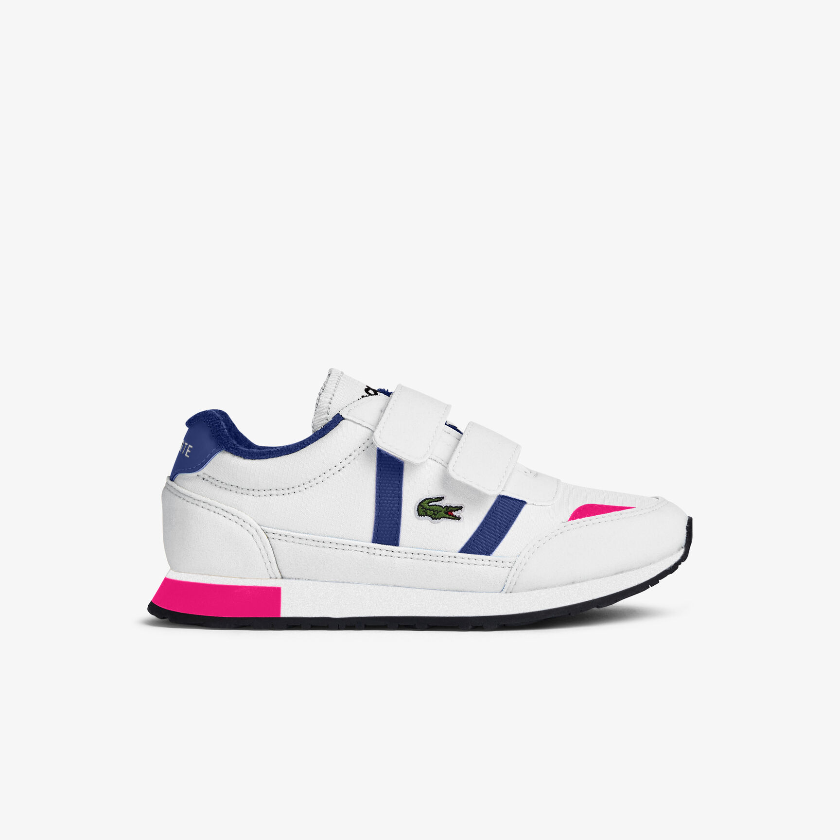 سنيكرز لاكوست بارتنر من خامات صناعية بتفاصيل ملونة للرضع