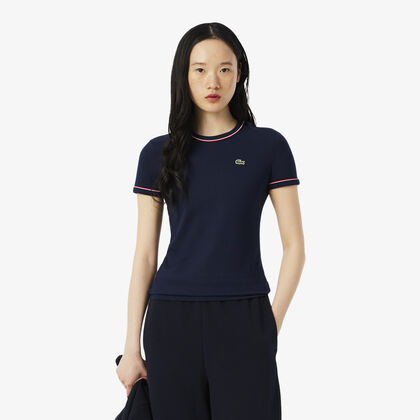 تي شيرت جيرسي بحواف متباينة