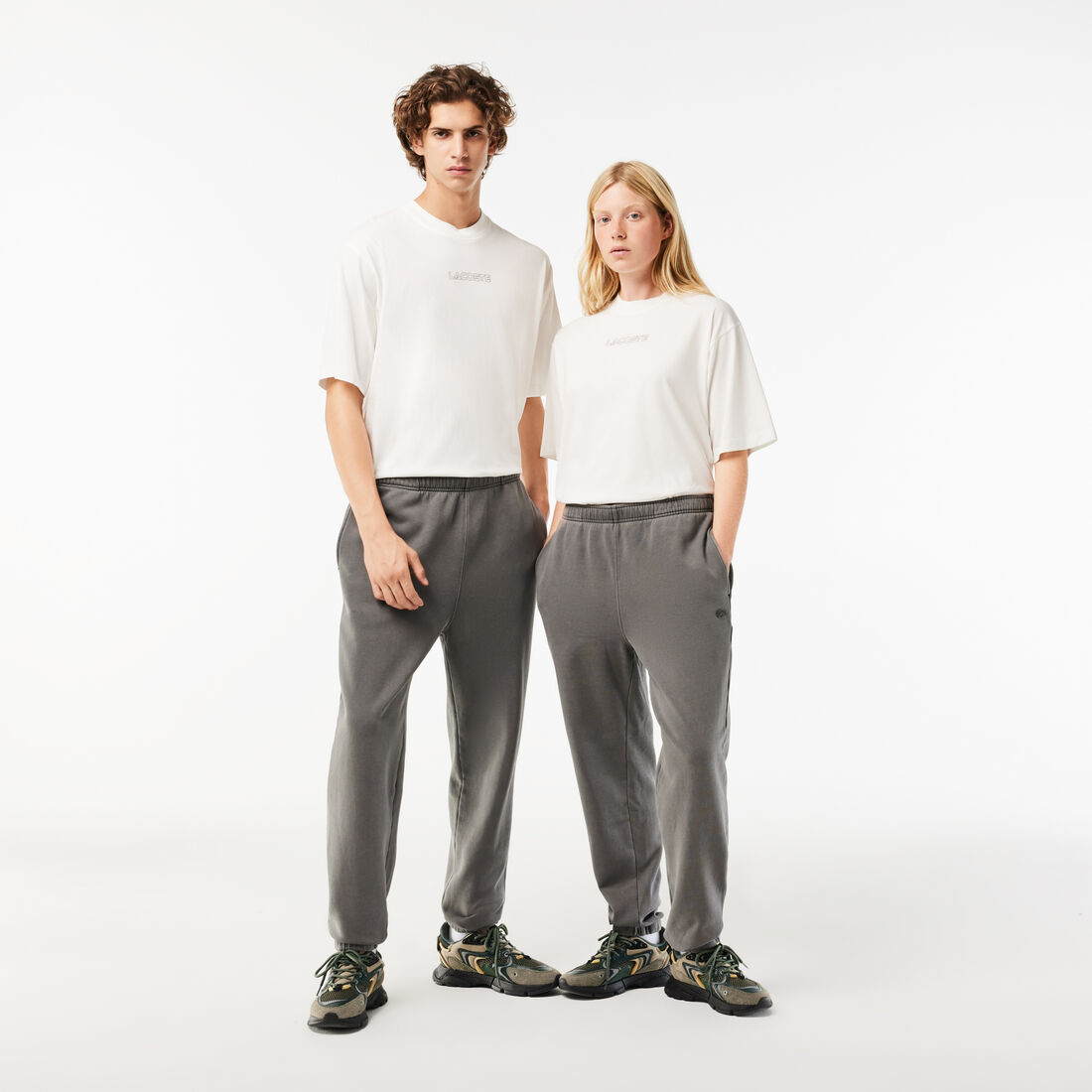 Pantalon jogger avec inscription et cordon de serrage noir