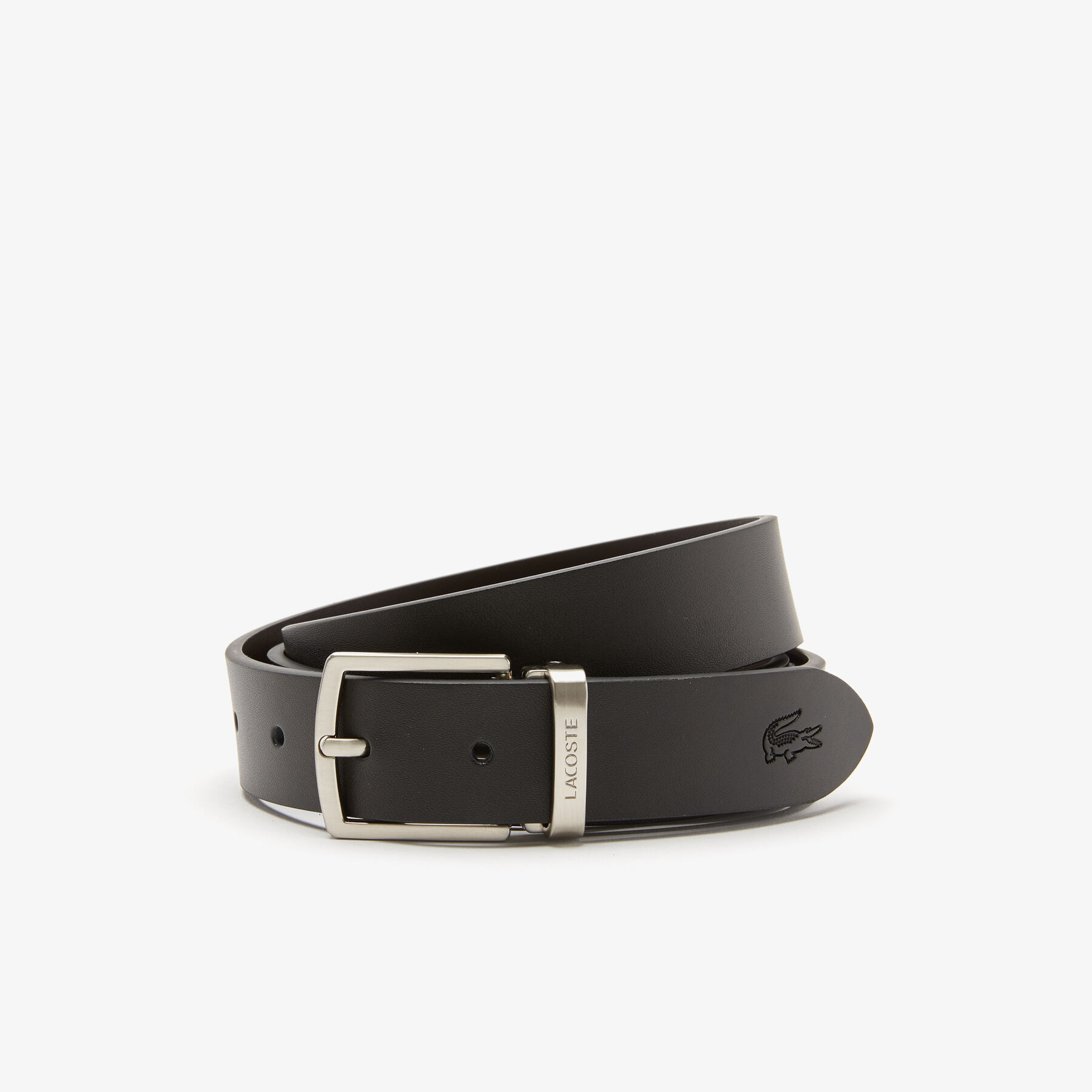 lacoste smooth leather belt and 2 buckle gift set