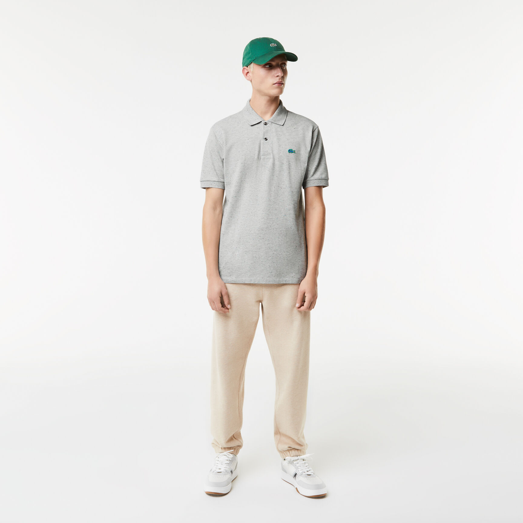 تيشيرت بولو قطن بيكيه بنقشة منقطة وقصة كلاسيكية للرجال