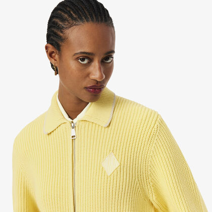 Zipped Cotton Badge Accent Sweater