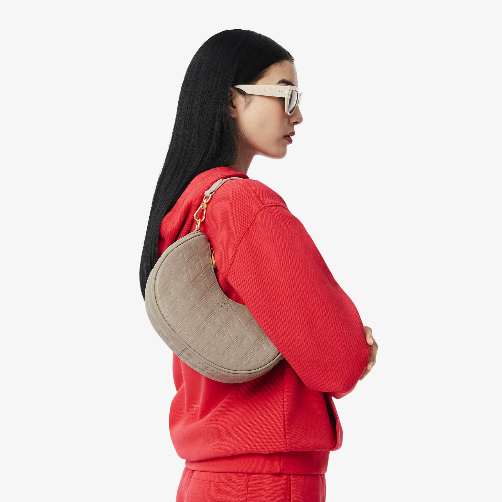 Maheki Embossed Leather Half Moon Purse