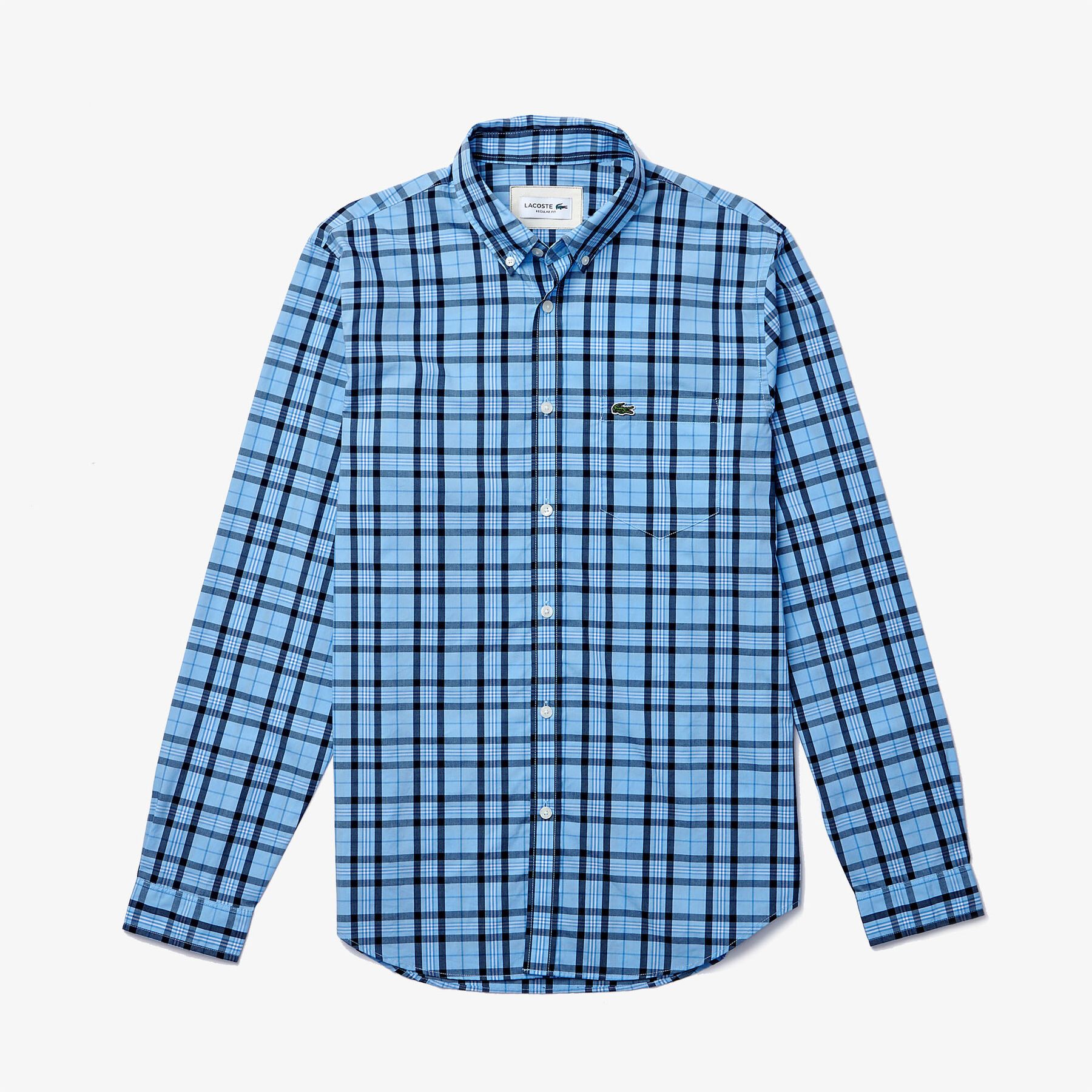 lacoste men s regular fit check cotton poplin shirt