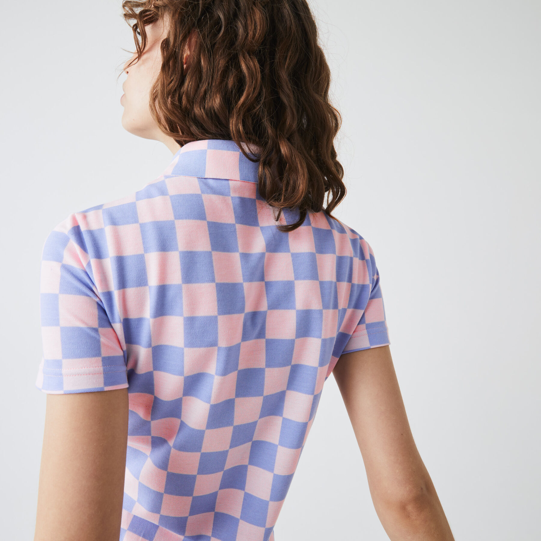women s lacoste live checkerboard pattern cotton piqu  polo dress