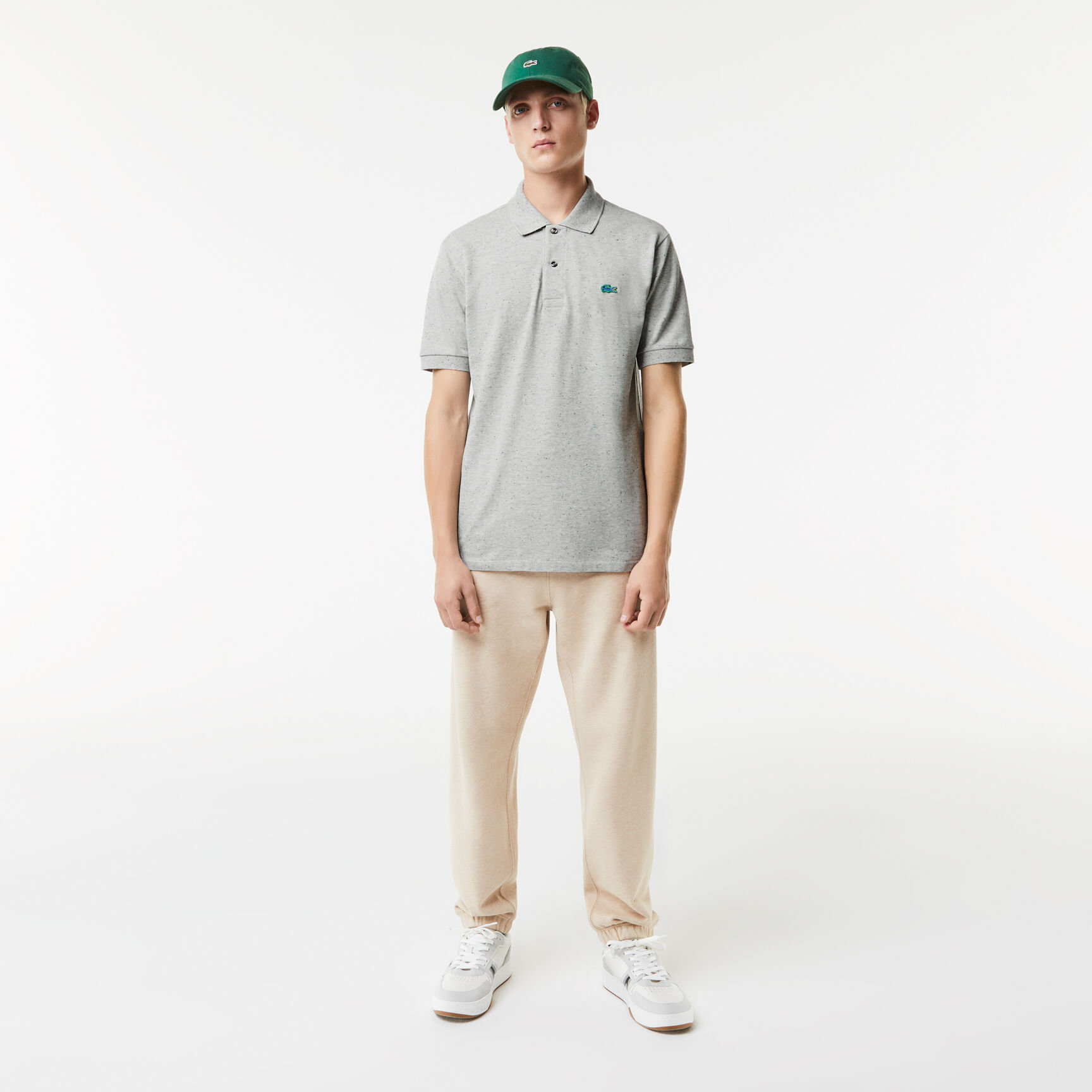 تيشيرت بولو قطن بيكيه بنقشة منقطة وقصة كلاسيكية للرجال