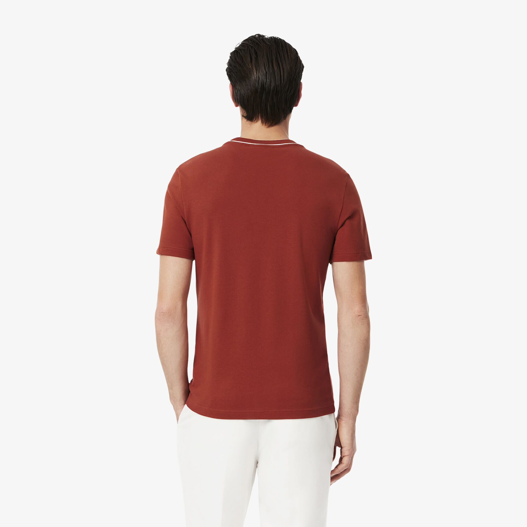 Stretch Pique Stripe Collar T-shirt