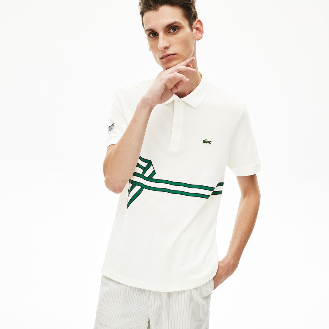 قميص بولو بطبعة مخططة من Lacoste للرجال قميص بولو بطبعة مخططة من Lacoste للرجال