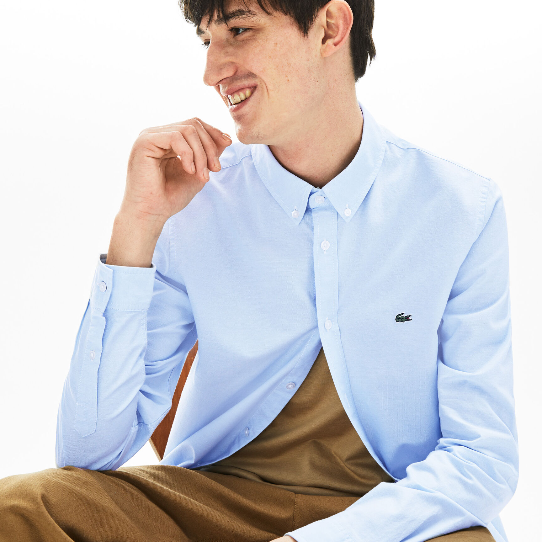 قميص للرجال ذو قصة ضيقة من قطن أوكسفورد المرن