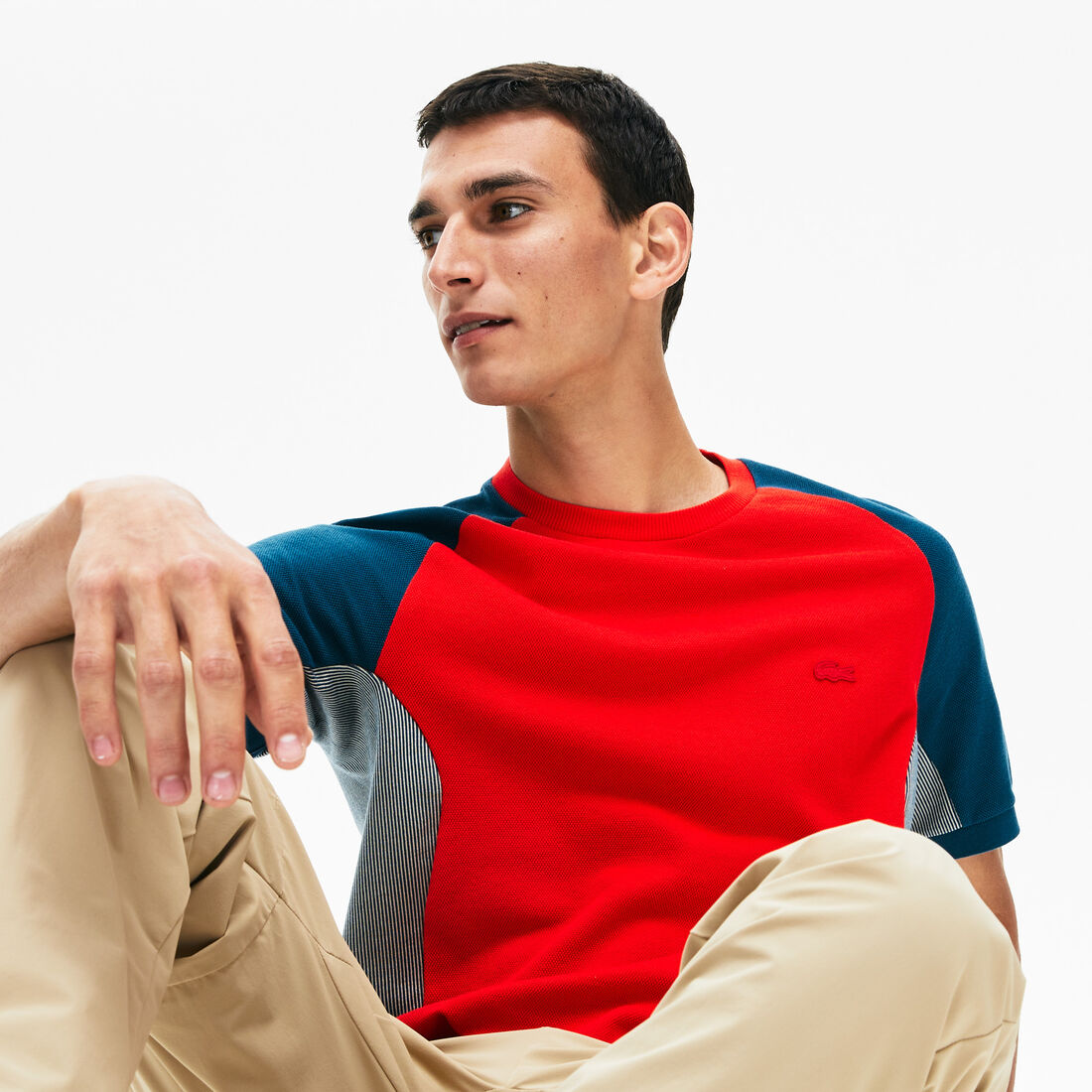 Men's Colourblock Piqué Crew Neck T-shirt