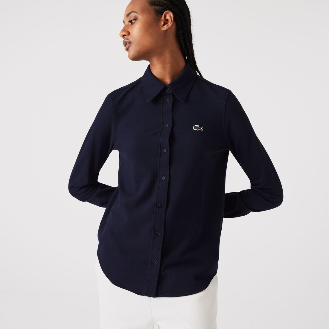 Women's Lacoste French Collar Cotton Pique Shirt