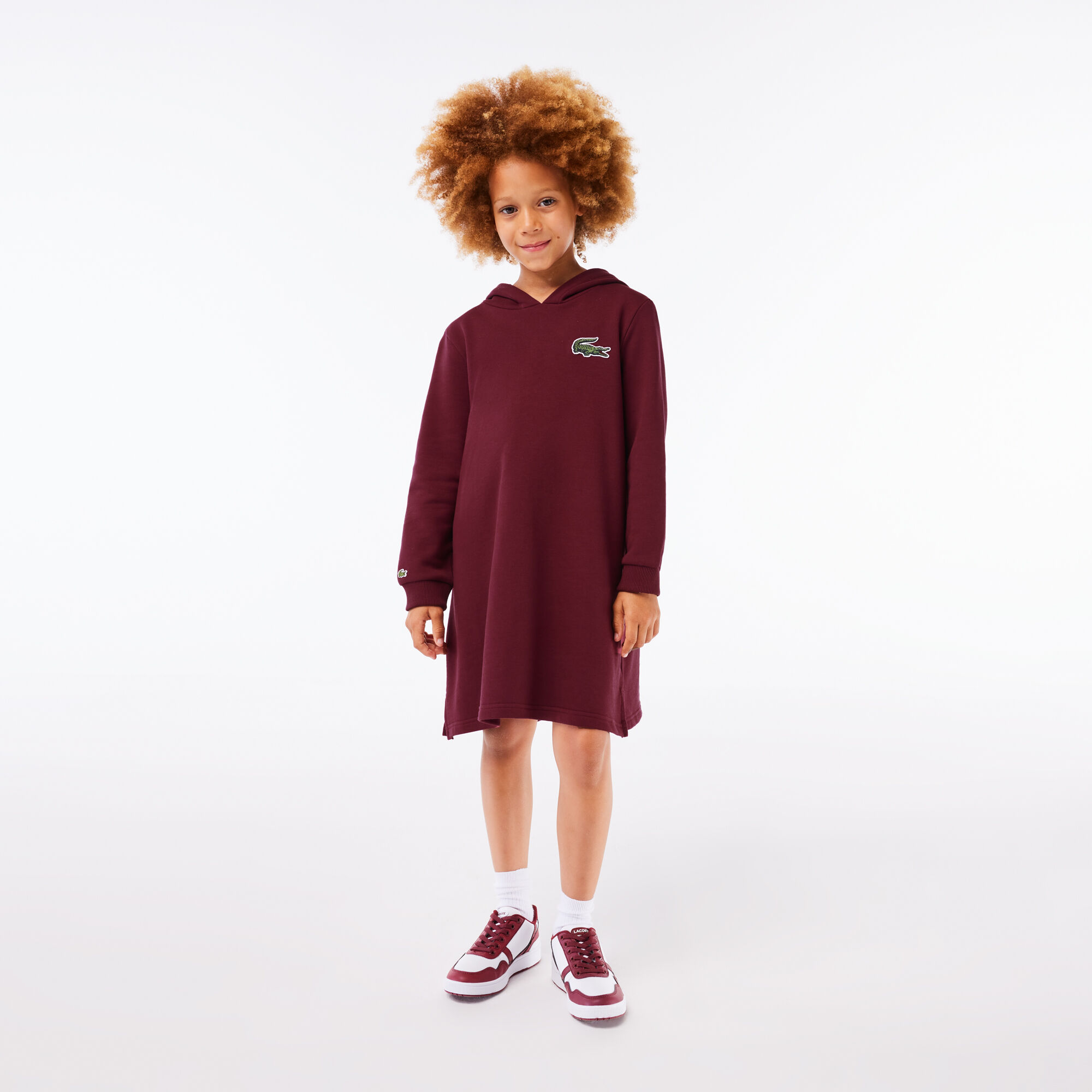 Buy Hooded Cotton Fleece Sweatshirt Dress Lacoste QA