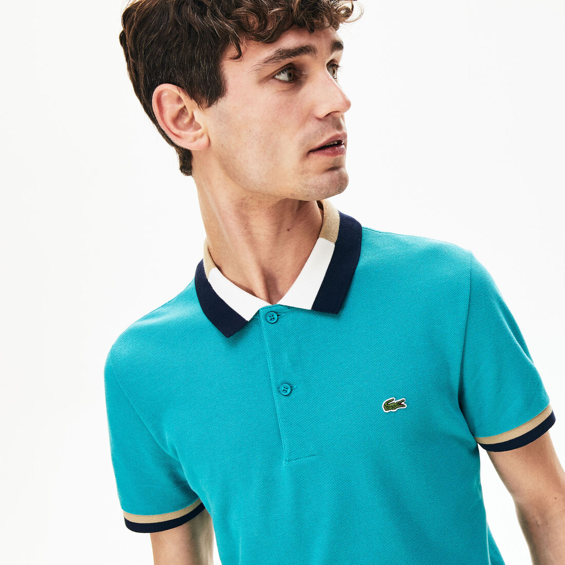 قميص بولو قطني بألوان متباينة من Lacoste للرجال