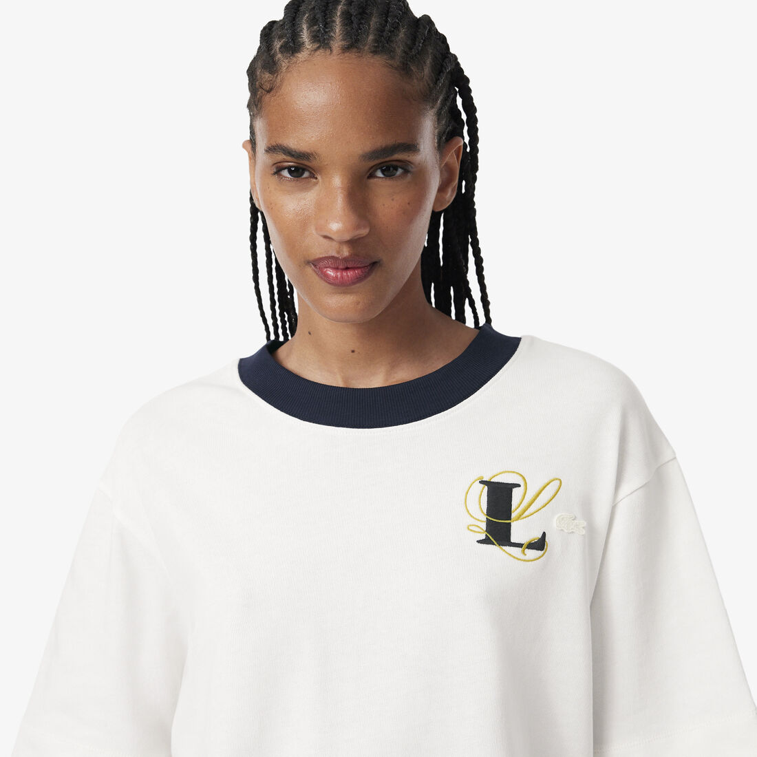 Oversized Embroidery Detail Jersey T-shirt lacoste oversized embroidery detail jersey t shirt