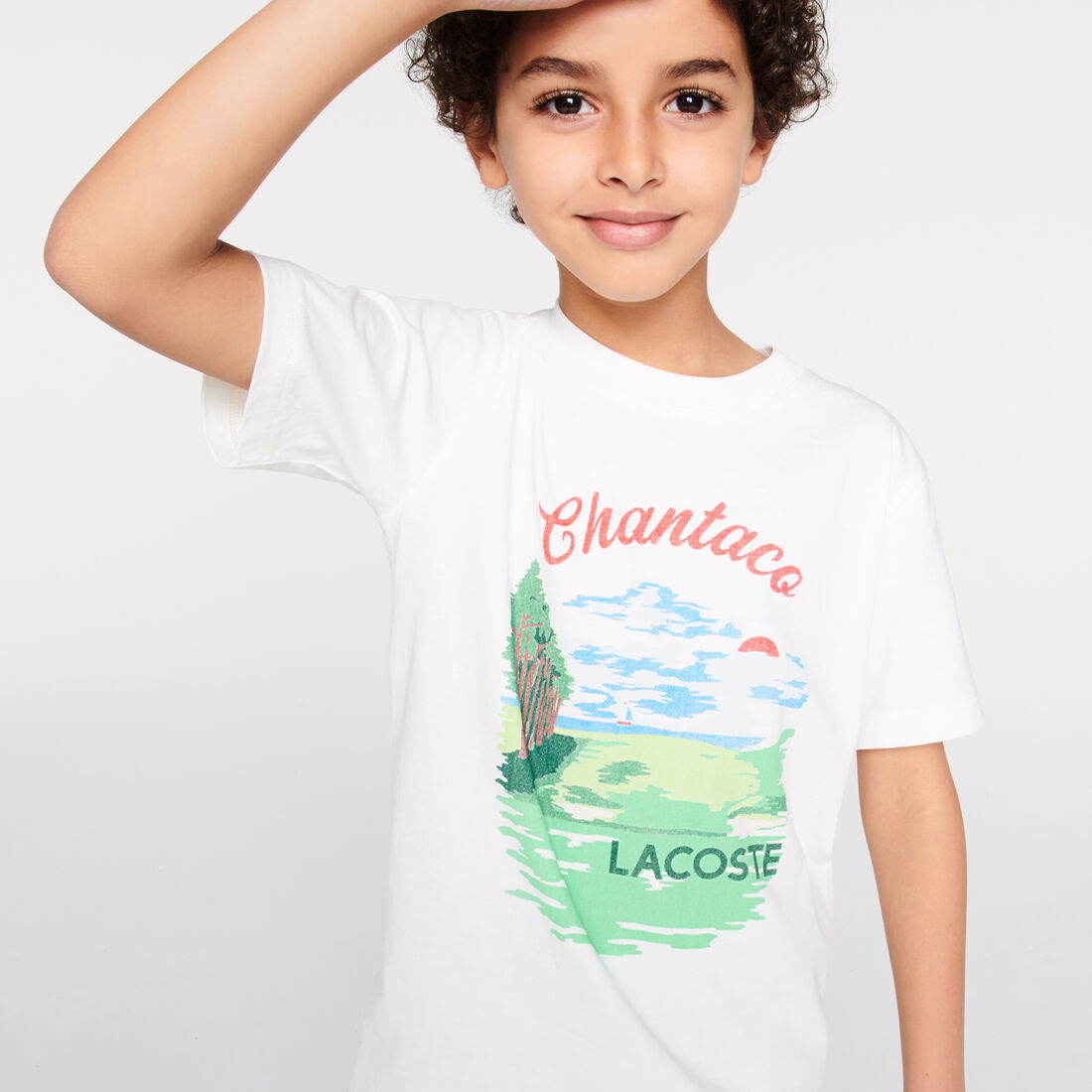 تي شيرت قطني للأولاد بفتحة رقبة مستديرة وطباعة Chantaco