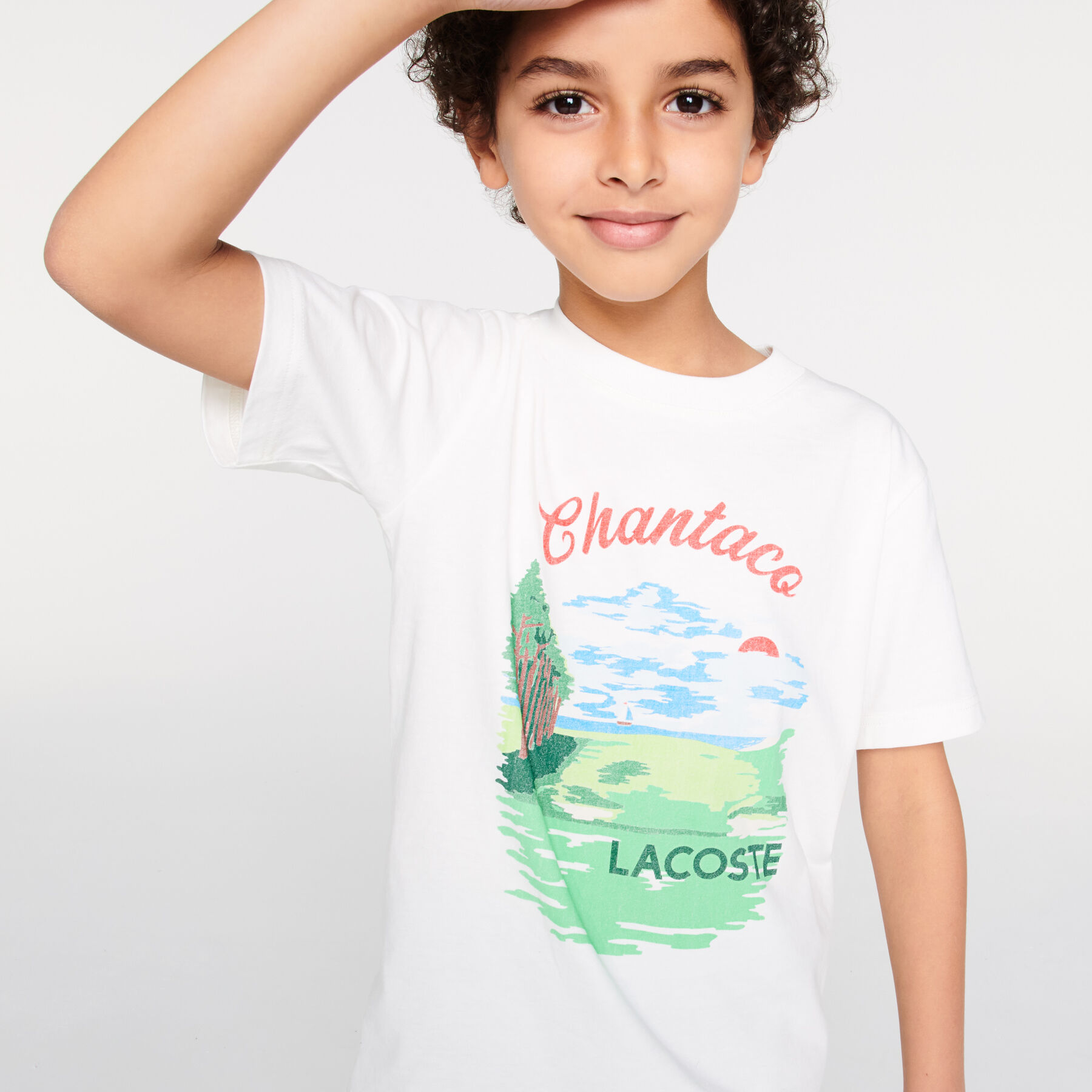تي شيرت قطني للأولاد بفتحة رقبة مستديرة وطباعة Chantaco