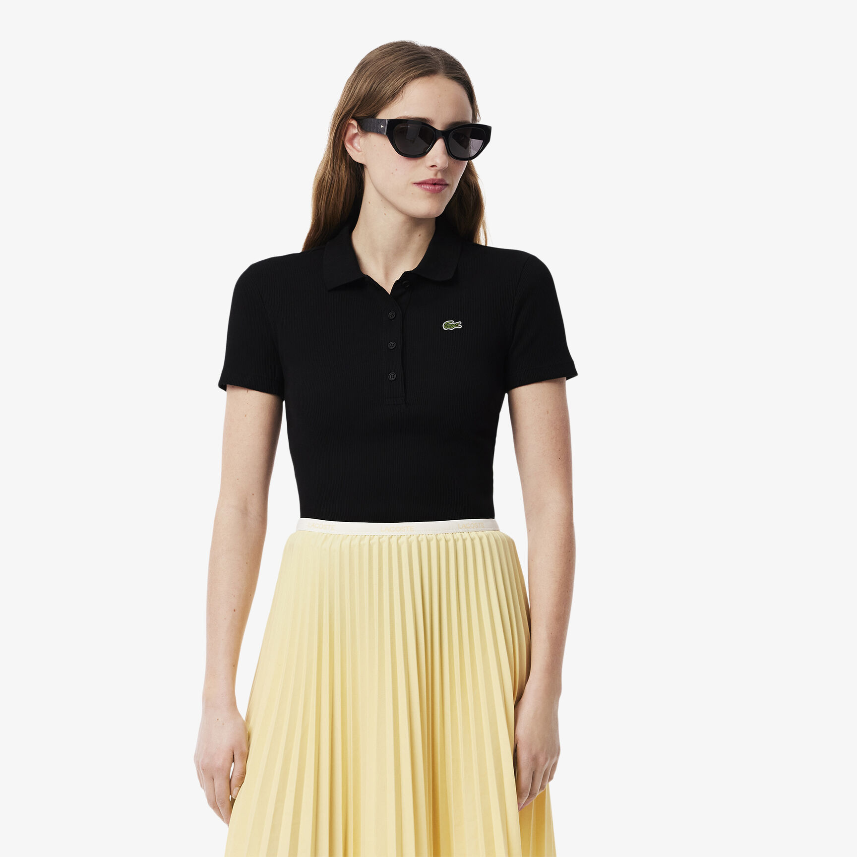 تيشيرت بولو L.12.D بقصة ضيقة من القطن المضلع تيشيرت بولو L.12.D بقصة ضيقة من القطن المضلع