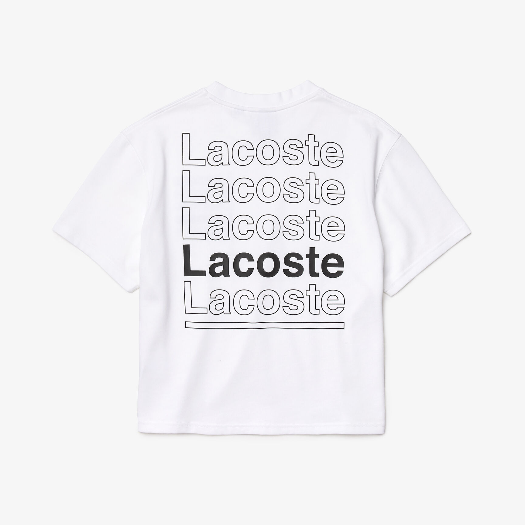 تيشيرت نسائي قطني فضفاض برقبة مستديرة وطبعة من مجموعة Lacoste L!VE تيشيرت نسائي قطني فضفاض برقبة مستديرة وطبعة من مجموعة Lacoste L!VE