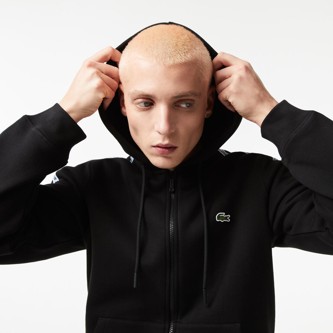 Men’s Classic Fit Zipped Hoodie with Brand Stripes Men’s Classic Fit Zipped Hoodie with Brand Stripes