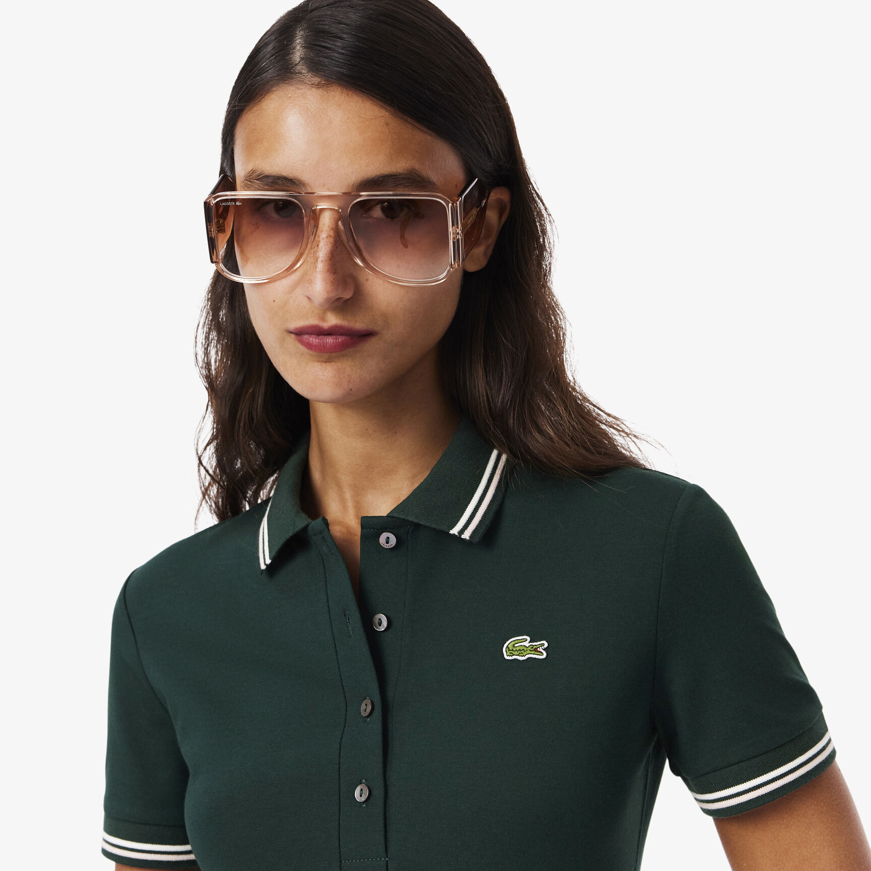 فستان سكيتر بياقة بولو مطاطية