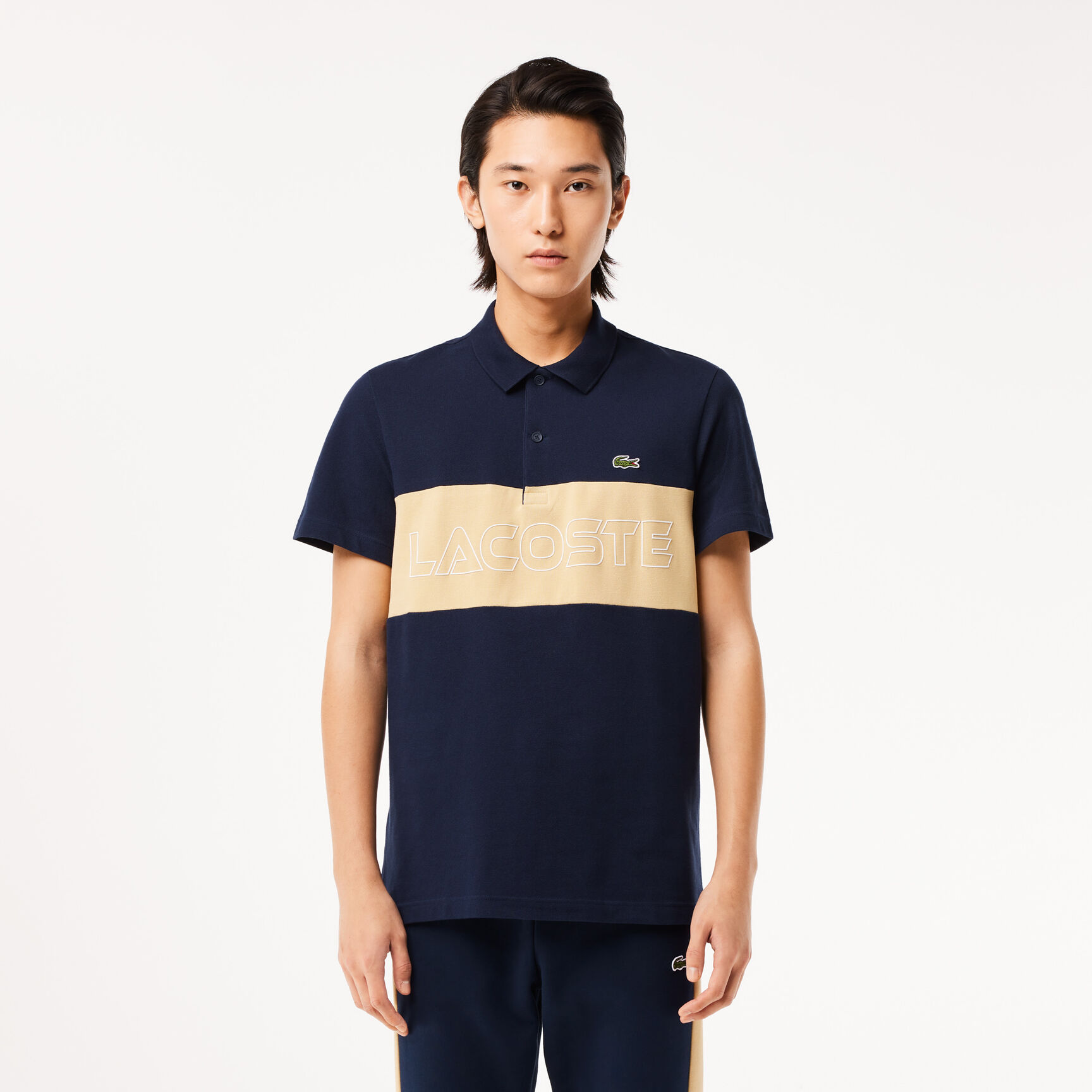 Regular Fit Stretch Pique Colourblock Polo Shirt