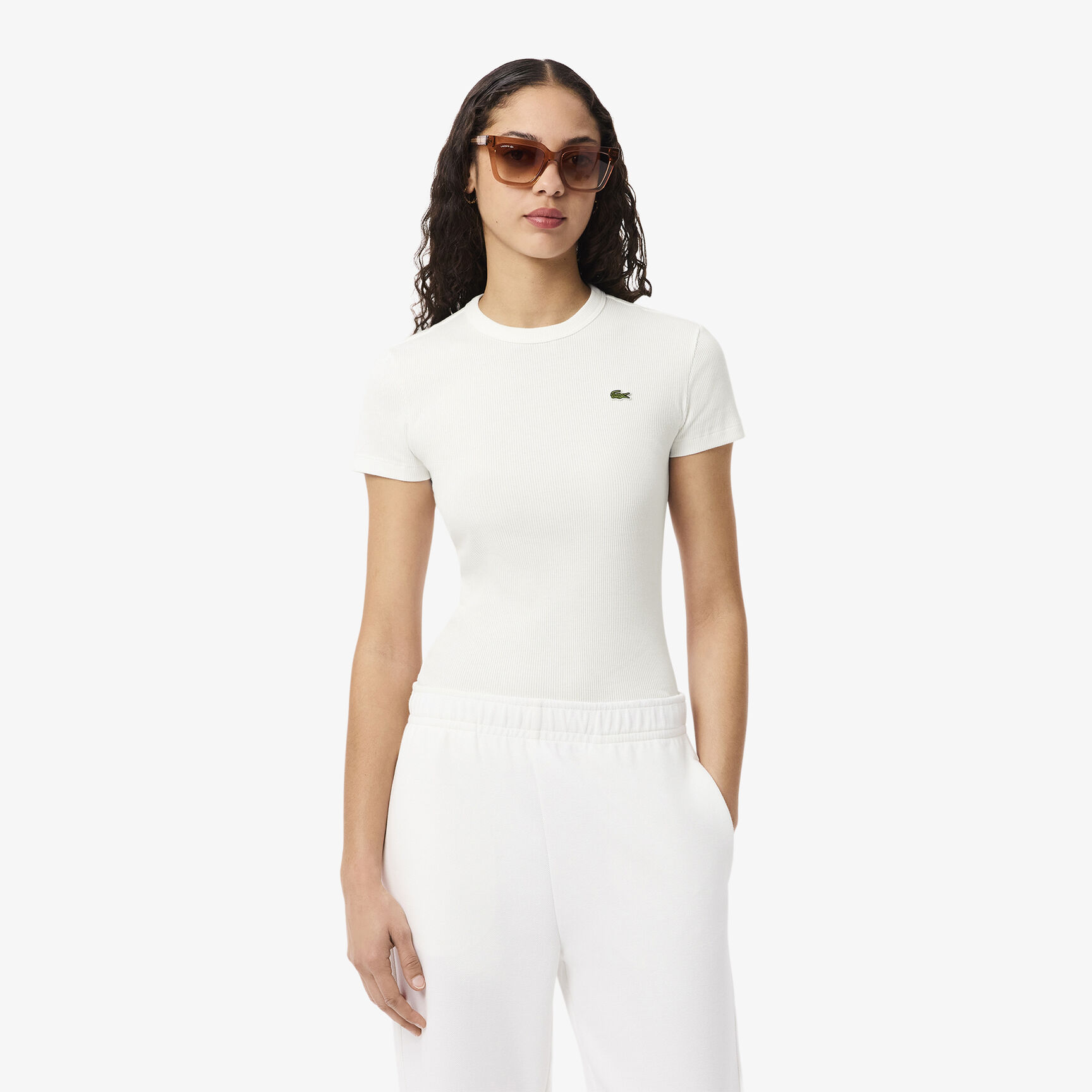 تي شيرت قطني مضلع بقصة ضيقة