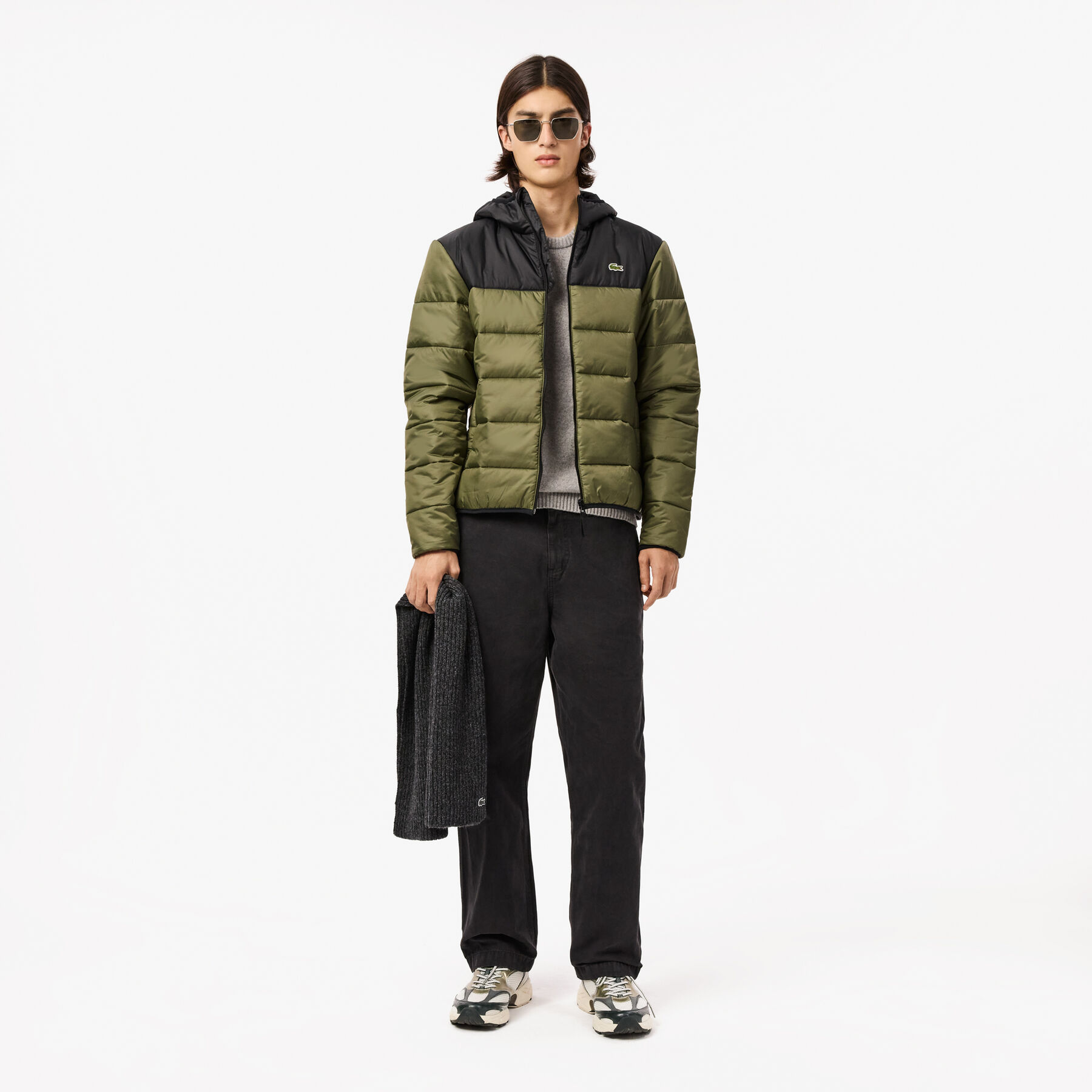 lacoste water repellent quilted puffed jacket