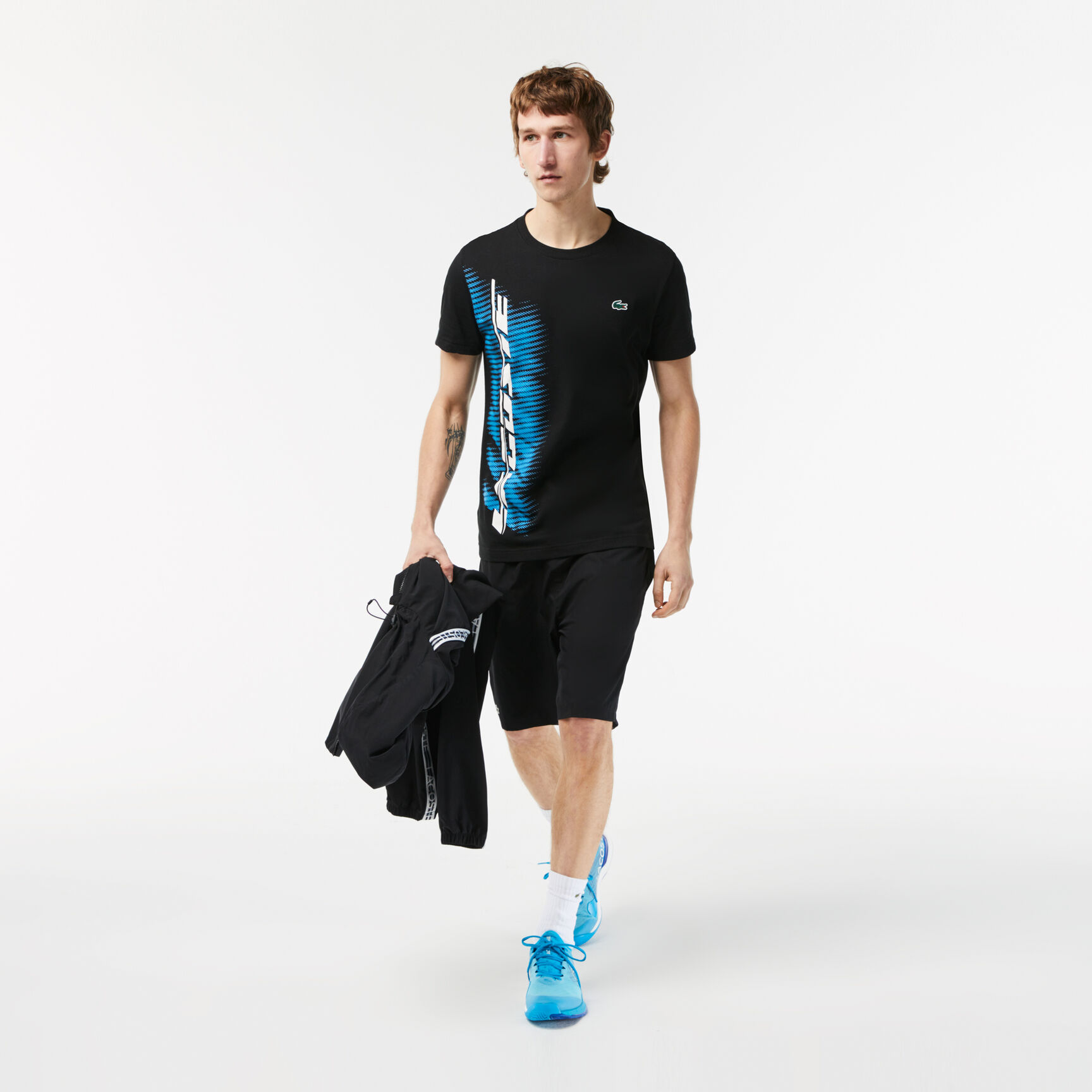 Men's Lacoste Sport Regular Fit T-shirt with Contrast Branding Men's Lacoste Sport Regular Fit T-shirt with Contrast Branding