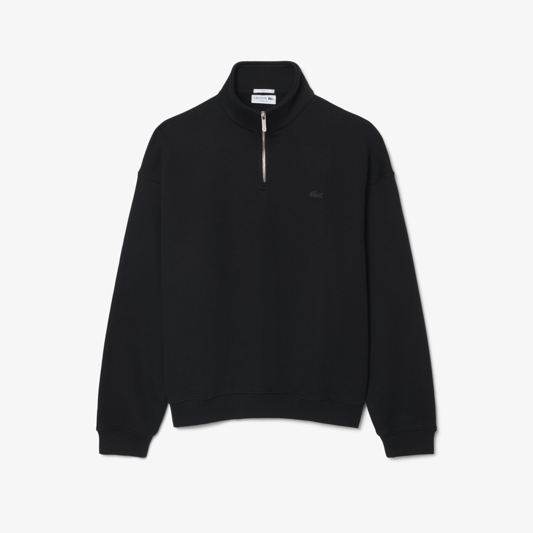 lacoste heavy fleece zipper neck sweatshirt