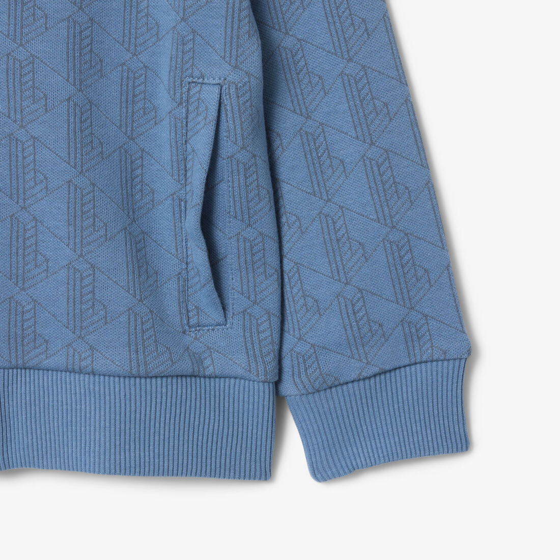 lacoste zipped monogram fleece hoodie