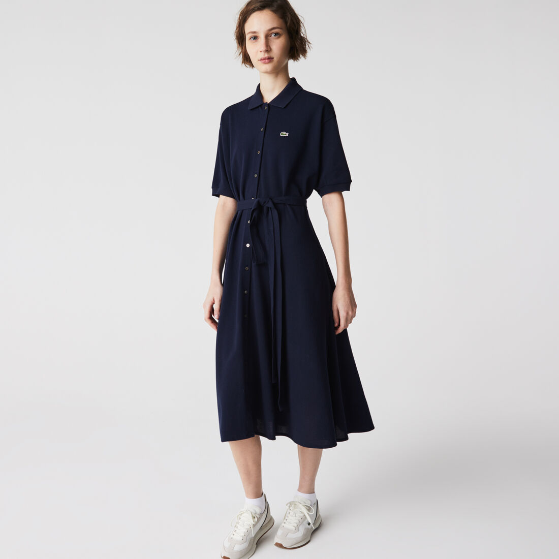 Women's Cotton Piqué Belted Polo Dress