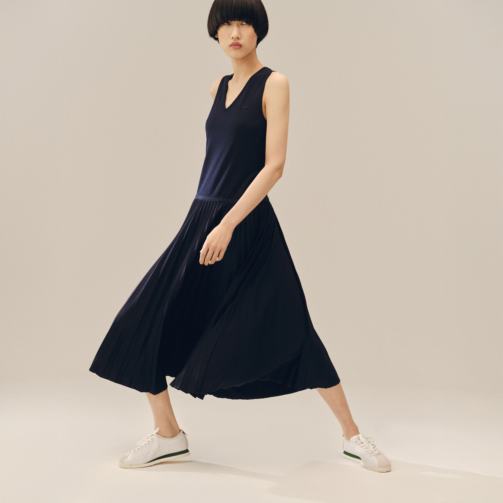 Long Sleeveless Pleated Dress